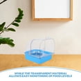 thumbnail image 3 of OUNONA Bird Food Container Sky-blue ABS Square 1Pack for Small Birds and Pet Owners, 3 of 7