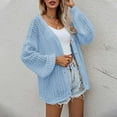 thumbnail image 2 of Lilgiuy Women's Sweater Coat Top Cardigan Loose Hollow Out Long Sleeve Coat，Light Blue,4 Winter Dresses for 2022, 2 of 5