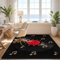 thumbnail image 3 of Design&I 3'x5' Washable Throw Rug Wet Concentric Vinyl Rings Cd Musical Motif Starburst Tapete for Entryway, Kitchen, Ultra-Thin & Non-Slip Skid-Resistant Small, 3 of 7