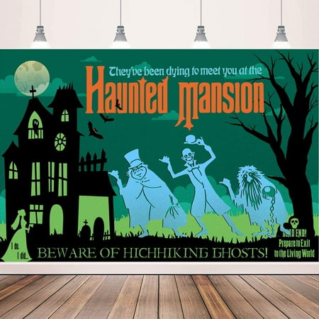 Image of Haunted Decor Haunted Halloween Party Backdrop Hitchhiking Ghosts Banner Photography Background