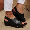 thumbnail image 2 of ShiShine Women's Platform Wedge Sandals Comfortable Peep-Toe Cork Casual Dressy Summer Lightweight Shoes For All Day Wear, 2 of 9