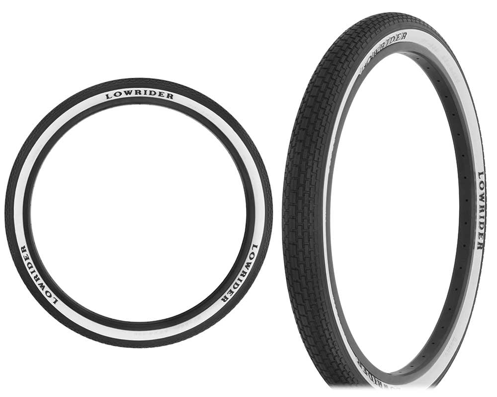 Two Bike Tire 26 x 2.125 Black/White Side Wall Lowrider Raised Letter