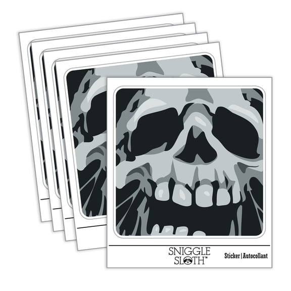 Negative Skull Spooky Bone Face Halloween Car Window Bumper Water Bottle Phone Tablet Laptop Waterproof Vinyl Decal Sticker Set 5-Pack - Gloss Finish - 2.0"