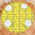 thumbnail image 2 of Yellow Cartoon Unicorn Rainbow Heart Pattern Round Fitted Tablecloth with Elastic Edge,Dining Table Cover Waterproof,Outdoor Round Tablecloth for Camping,Dining,Indoor and Outdoor, 2 of 7