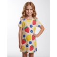 thumbnail image 2 of Girls Chic Casual Short Sleeve Dress Casual Fit Summer Dress All-Day Comfort Daily Wear for Little Girls Age 5-10 Crewneck, 2 of 6