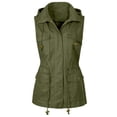 thumbnail image 5 of HANXIULIN Women's Sleeveless Hooded Solid Color Vest Jacket Coat Green 2XL, 5 of 6