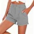 thumbnail image 5 of Womens Yoga Shorts with Pockets New Summer Shorts for Women High Waist Pleated Button Zipper Loose Shorts Classic Rolled Hem Bottoms with Pockets Gray XXL, 5 of 7