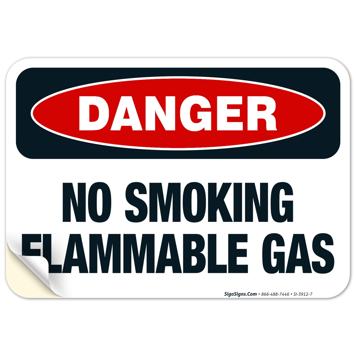 No Smoking Flammable Gas Sign, OSHA Danger Sign, 10x7 Vinyl Sticker ...