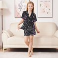 thumbnail image 6 of FORMRS Kids Short Sleeve Top and Pants Pajama Set Unisex Satin 2-Piece Sleepwear, Sizes 13-14Y, Gothic Floral Print, 6 of 8