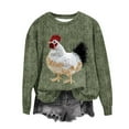 thumbnail image 4 of XPMWRP Women's Rooster Embroidery Fashion Sweatshirt Oversized Long Sleeve Fall Winter Pullover Crew Neck Loose Sweatshirts Green L, 4 of 4