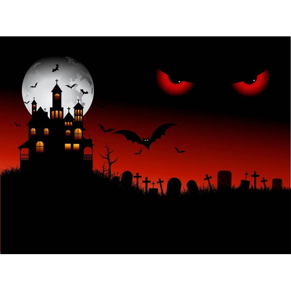 Halloween Spooky House Edible Icing Image for 1/4 sheet cake