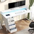 thumbnail image 2 of CONCETTA 47 Inch Computer Gaming Desk with 4 Drawers, Power Outlets and LED Lights for Home Small Spaces, White, 2 of 8