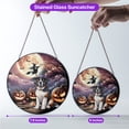 thumbnail image 5 of Spooky Halloween Night Witch Saint Bernard Glowing Pumpkins Stained Glass Suncatcher St Dog Lover Window Hanging Sign Decor - 12015, 5 of 5