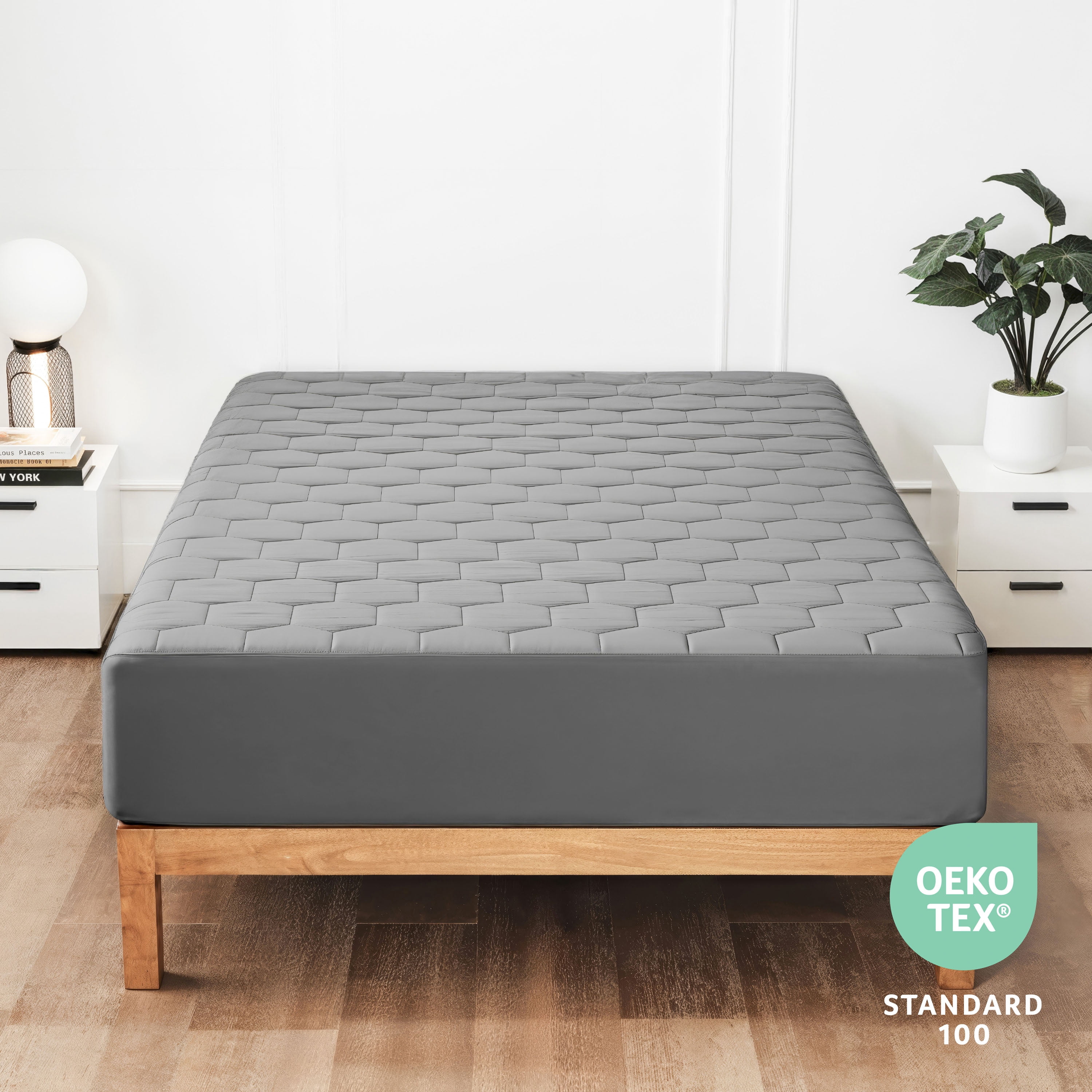 LammaLoe Queen Mattress Pad Waterproof, Quilted Fitted Queen Mattress Protector, Deep Pocket Cover Fits 8" 21", Gray