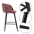 thumbnail image 4 of Accent Upholstered Bar Stools Set of 2 with Metal Legs and Footrest , Mid Century Modern 28" Counter Stools with Low Back for Kitchen Island Home Pub-Silver, Pink, 4 of 8