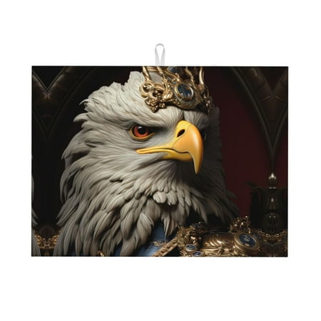 

Dish Drying Mat Noble Style Bald Eagle Highly Absorbent Microfiber Drying Mat Kitchen Counter or Sink Drawer Liner 16x18 Kitchen Drying Mat Coffee Mat Kitchen Essentials