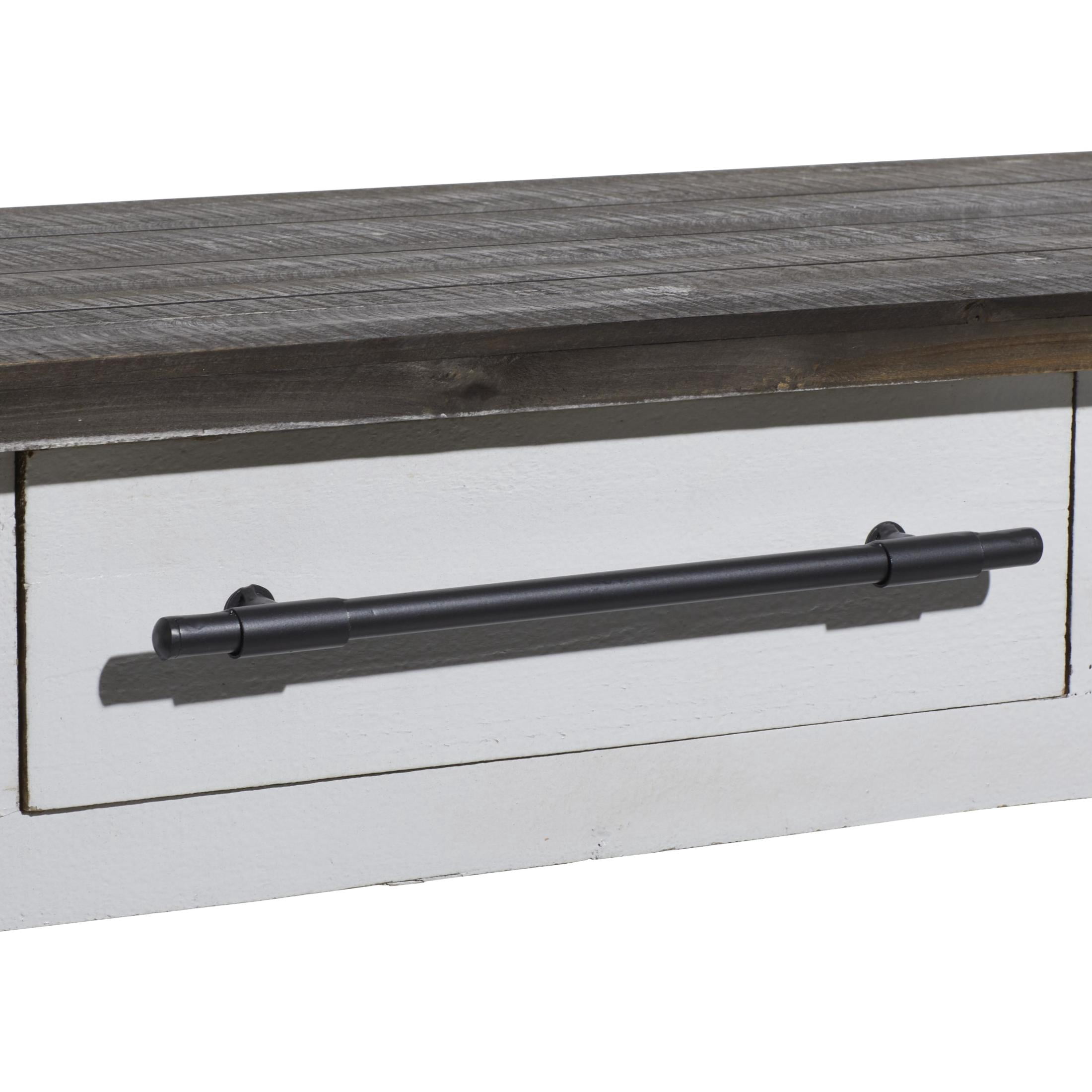 DecMode Farmhouse Wood Rectangular Console Table with Cedar Brown Shelves and Daisy White Finish, 71"W x 32"H