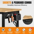 thumbnail image 3 of MUWOOD 84" Heavy Duty Work Bench, 5000 LBS Capacity Adjustable Workbench with Power Outlet & Pegboard, Rubber Wood Work Table for Garage, Workshop, Office, 3 of 8
