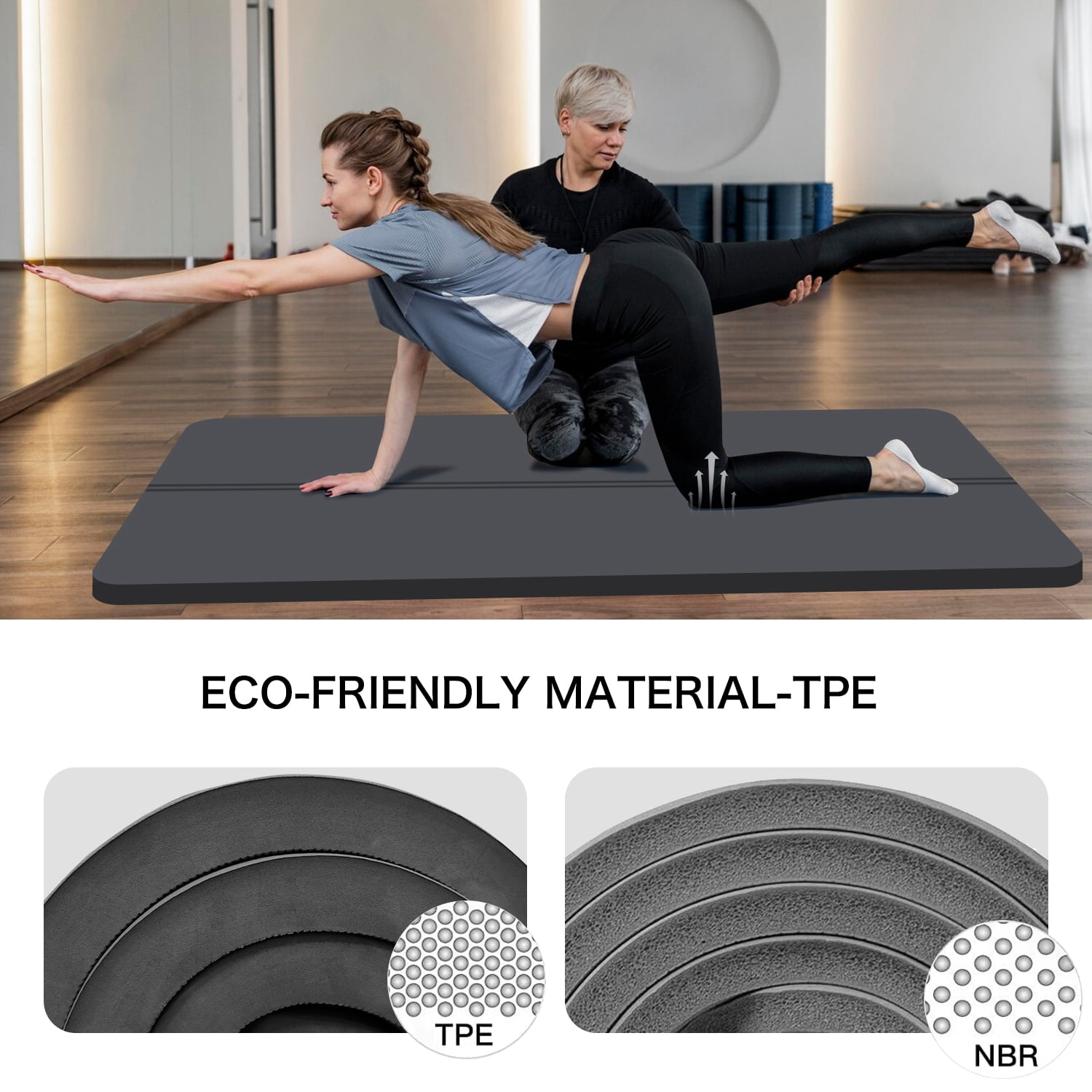 Extra Thickened 30mm Exercise Mat (72" x 32") for Men & Women Non Slip with High Density Large Shock Absorber Pad for Home Gym Travel & Floor Outside Fitness in Grey