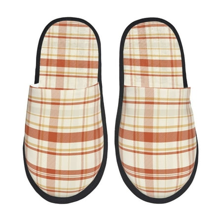 Balery Minimalist plaid Slient Indoor Furry Fleece Comfort House Shoes Soft Non-Slip Home Shoes Cotton slippers House Slippers-- Medium