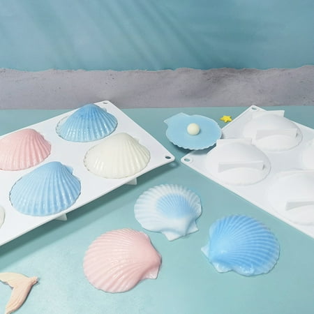 

Yesbay Dessert Mold Easy Demould Lightweight 6 Cavity Shell Silicone Cake Mold Kitchen Gadget