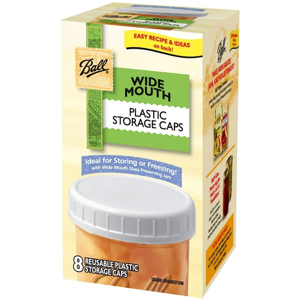 Ball 37000 Wide Mouth Plastic Storage Caps 8count