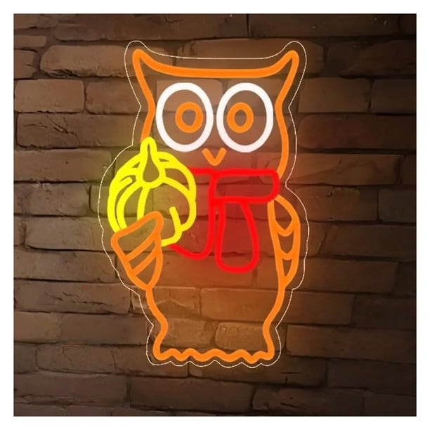 Letrero De Neón De Búho De Calabaza Luz LED Regulable Para Dormitorio, Fiesta De Carnaval, Bar, Tienda, Sala De Juegos Decoración De Pared 38cmx24cm