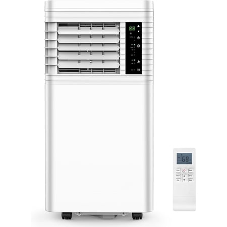 WAA 8000 BTU ASHRAE Portable Air Conditioner,3-in-1 Cool Dehumidifier Fan,2-Speed 24H Timer Sleep AC w/Remote LED,Compact Rolling Standing Cooler for Bedroom Dorm Apartment