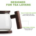 thumbnail image 3 of Taza de té: Taza de té de vidrio con infusor y tapa - Taza de té con mango de madera, taza de té para remojar té en casa y en la oficina, 3 of 5