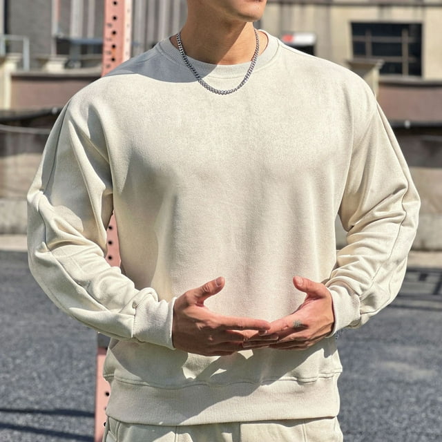 pstuiky camisa de manga larga para hombre, Sudadera informal de cuello redondo y manga larga para hombre Tops casuales para hombres l