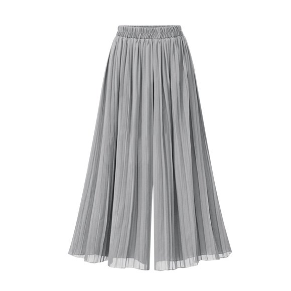 biudgviw Wide Leg Pants for Women Boho Flowy Beach Vacation Palazzo Pants Culottes Elastic Waisted Dress Pants for Work Business