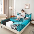 thumbnail image 4 of jejeloiu Geometric Zebra Striped Twin Sheet Sets,Black Blue White Bedding For Girls Kids 3pcs, 4 of 7