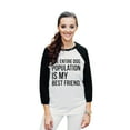 thumbnail image 2 of The Entire Dog Population Is My Best Friend Unisex 3/4 Sleeves Baseball Raglan T-Shirt Tee White Bla, 2 of 4