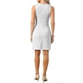 thumbnail image 3 of INSPIRE CHIC Tweed Dress for Women's Sleeveless Boat Neck Work A-Line Office Elegant Sheath Dress XS White, 3 of 5