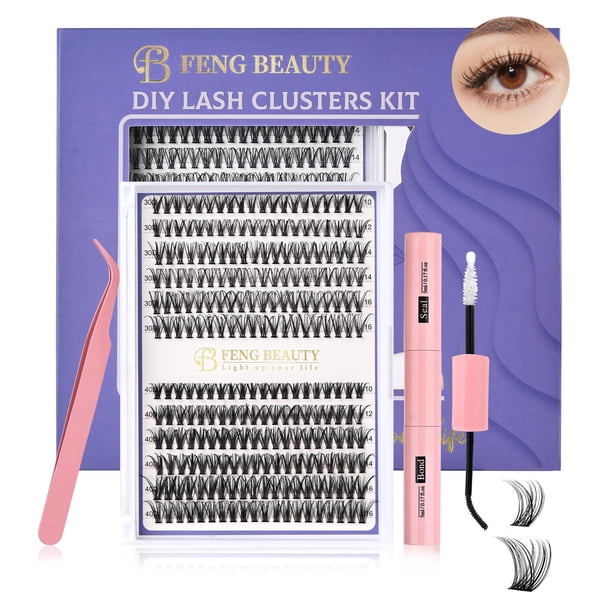 Kit de racimos de pestañas FENG BEAUTY, 240 unidades, Wispy 30D/40D, 10-16 mm