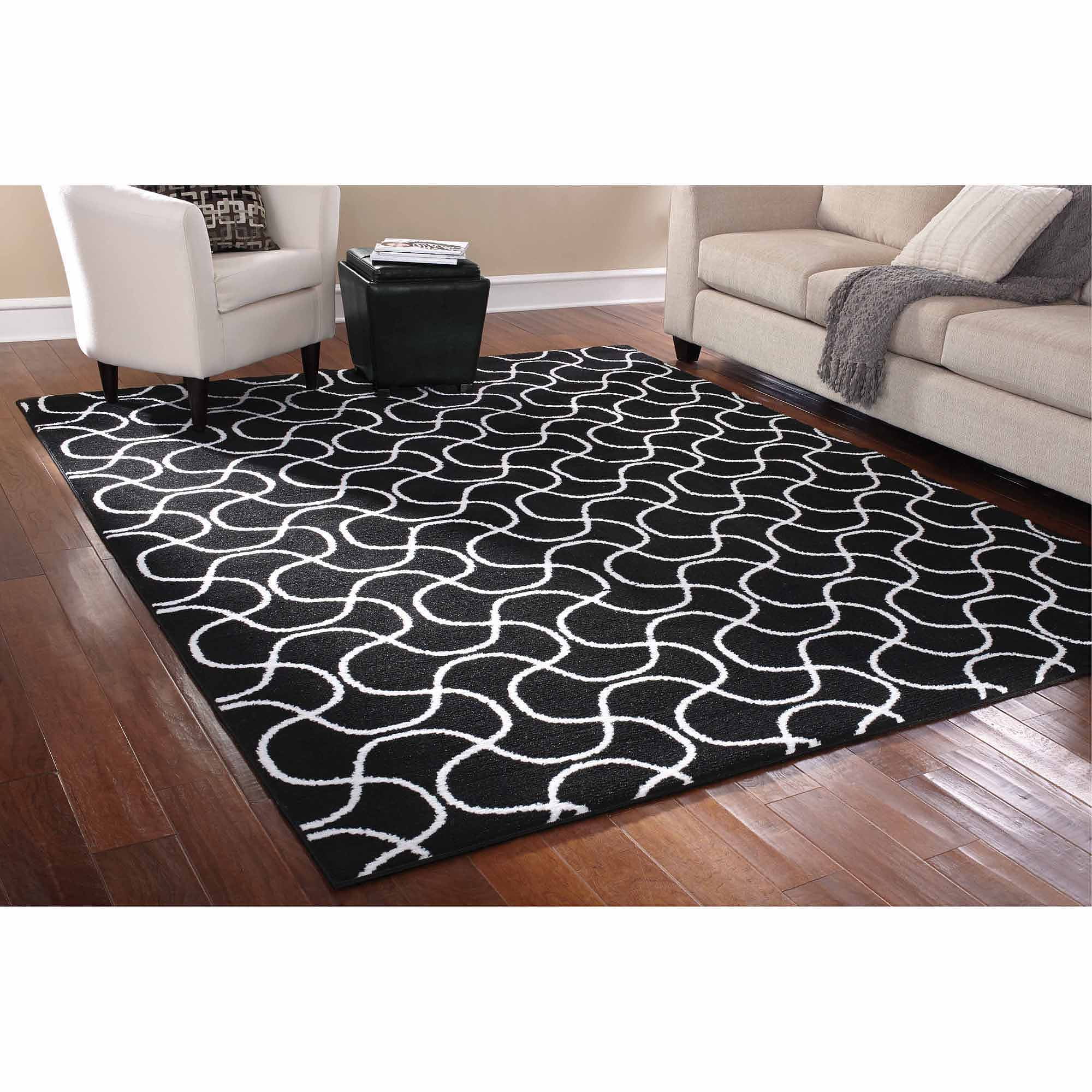 Mainstays Rug in a Bag Drizzle Area Rug Black White Walmart