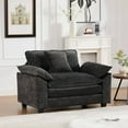thumbnail image 5 of Cloud Sofa Single Seat (Ottoman is not included), Modern Sectional Couch, for Living Room Bedroom and Apartment, Comfy Double Layer Upholstered Seat Cushion, Breathable Chenille Fabric, Black,SW5041B, 5 of 9