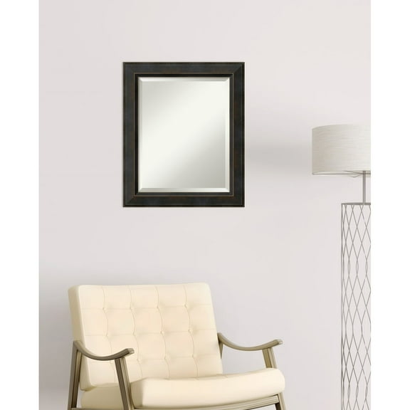 Amanti Art Beveled Wood Wall Mirror - Signore Bronze Frame Outer Size: 20 x 24 in