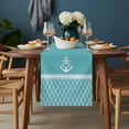 thumbnail image 2 of Blue Morocco Table Runner - 36 Inch Long, Kitchen Dining Table Runner Dresser Scarves, Modern Geometric Nautical Anchor Stripe Farmhouse Decor for Coffee Tables Wedding Party Banquet, 2 of 8