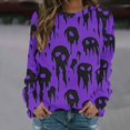 thumbnail image 2 of Yuhangmm Halloween Sweatshirts for Women Stylish Round Neck Printed Casual T Shirt Comfortable Wear with Jeans and Sneakers Soft Dark Purple XXL, 2 of 5
