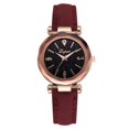 thumbnail image 1 of Reloj analógico con esfera de cielo y estrellas para mujer, correa de cuero PU, reloj de pulsera de cuarzo (rojo), 1 of 3