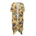 thumbnail image 4 of Xoenoiee Butterfly Sunflower Pattern Beach Cover Ups for Women Kimono Swimsuit Cover up Open Front Cardigan Bikini Coverups Summer Swimwear Coverup Casual Loose Resort Wear, 4 of 7