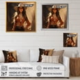 thumbnail image 4 of Designart "Chic Spirit of a Wild West Cowgirl IV" People Framed Wall Art - International Yellow Cowgirls Entryway Framed Wall Art, 4 of 6