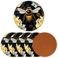 thumbnail image 2 of Honeybee 6PCS Round Coasters Set, Microfiber Leather Drink Coasters 11x11 cm/4.3x4.3 in - Heat Mats for Home and Kitchen Use, 2 of 6