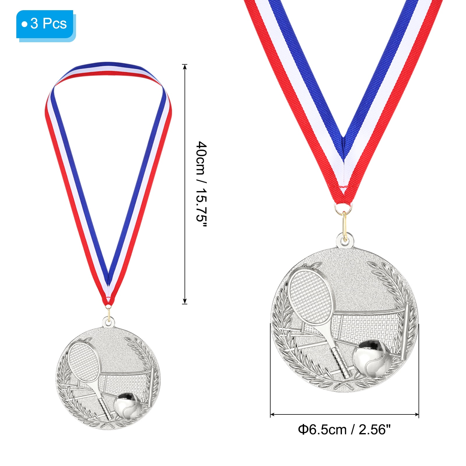 Uxcell 2.7" Silver Tennis Medals, 3Pcs Tennis Award Medals