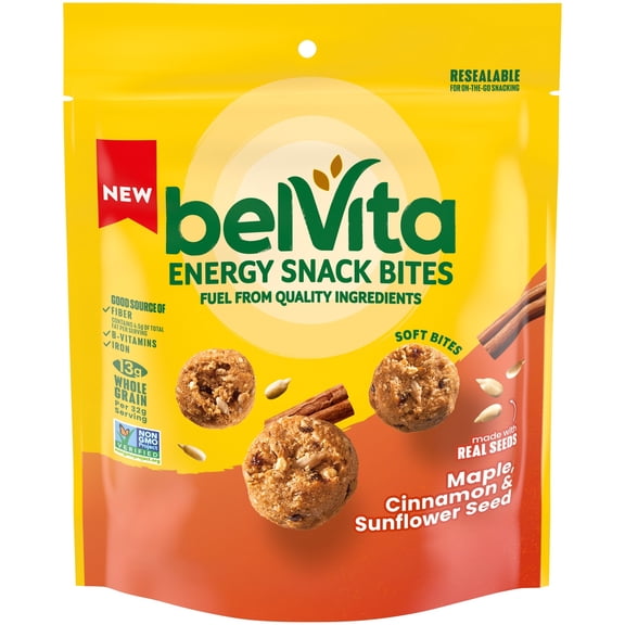 belVita Energy Snack Bites, Maple, Cinnamon and Sunflower Seed, 5 oz Bag