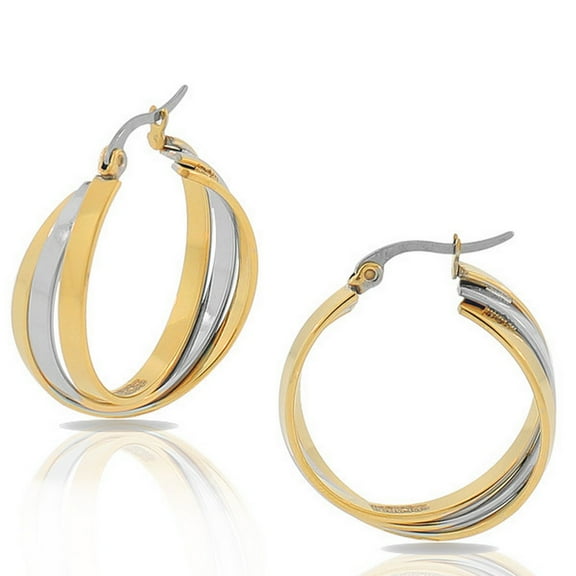 EDFORCE Stainless Steel Multi-Tone Multi-Bangle Hoop Earrings