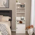 thumbnail image 4 of Gymax Nightstand Bedside End Side Table Bookshelf w/ Charging Station White, 4 of 10