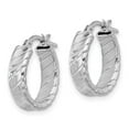 thumbnail image 2 of Sterling Silver Rhodium-plated Polished and Textured Hoop Earrings, 2 of 3