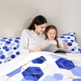 thumbnail image 4 of Manfei Blue Abstract Stripes Twin Bedding Sets 7-Piece for Teens, Modern Watercolor Honeycomb Bedding Comforter Set, Artwork Sheet Sets, Ultra Soft Bedroom Decor, 4 of 7